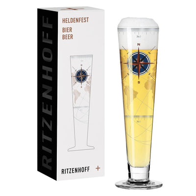 RITZENHOFF HEROES FESTIVAL BEER GLASS by IRIS INTERTHAL - Compass Print! Quirksy gifts australia