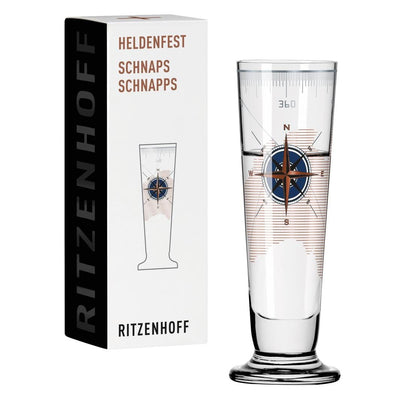 RITZENHOFF HEROES SCHNAPS GLASS by IRIS INTERTHAL - Compass print! Quirksy gifts australia