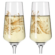 RITZENHOFF PINK TOUCH PROSECCO GLASS SET of 2 by SI SCOTT #1 - beauty of peacock and koi Special! Quirksy gifts australia