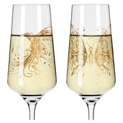 RITZENHOFF PINK TOUCH PROSECCO GLASS SET of 2 by SI SCOTT #2 - hummingbird and butterfly Special! Quirksy gifts australia