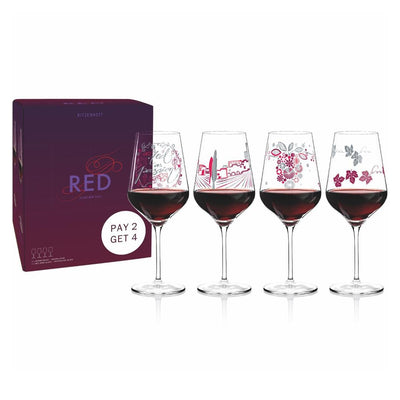 RITZENHOFF Red Wine glass Boxed Set of 4 - Red as Passion Quirksy gifts australia