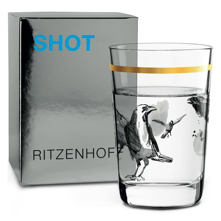 RITZENHOFF SHOT GLASS (RAVENS) by PETER PICHLER - Birds Special! Quirksy gifts australia
