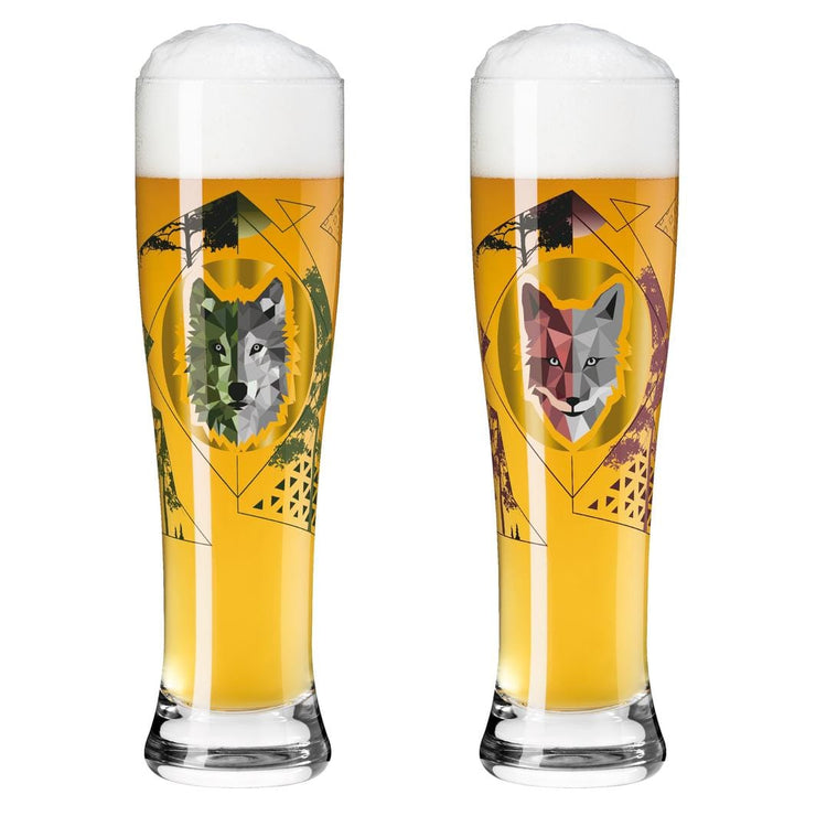 RITZENHOFF USAGE TIME WHEAT BEER GLASS SET of 2 by ANDREAS PRIZE - Dog and Fox special! Quirksy gifts australia